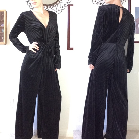 Lush Pants - SOLD FILLMORE Lush Black Velvet Stretchy Jumpsuit